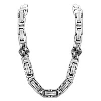 Harleydavidson Mens Stainless Steel Double Link Necklace Silver Hsn002622