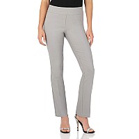 Rekucci Womens Ease Into Comfort Straight Leg Pant With Tummy Control 10 Short Silver