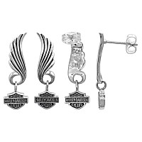 Harleydavidson Womens Little Wing Bar Shield Post Dangle Earrings Hde0270