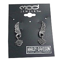 Harleydavidson Womens Little Wing Bar Shield Post Dangle Earrings Hde0270