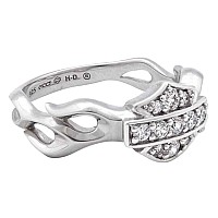 Harleydavidson Womens Ring Inferior Flames Embellished Bs Silver Hdr0358 7