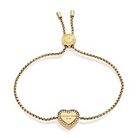 Michael Kors Stainless Steel And Pav Crystal Signature Heart Chain Bracelet For Women Color Gold Model Mkj5389710