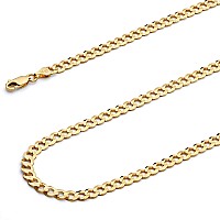 14K Real Yellow Gold Solid Mens 35Mm Cuban Curb Chain Necklace With Lobster Claw Clasp 24