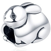 Choruslove Rabbit Charm Bunny Charm 925 Sterling Silver Lovely Animal Bead For Snake Chain Bracelet Charms Easter Present