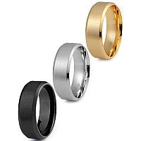 Jstyle Stainless Steel Rings For Men Wedding Ring Cool Simple Band 8Mm Width 3 Pcs A Set