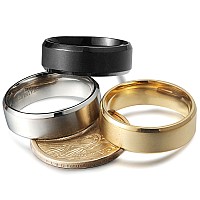 Jstyle Stainless Steel Rings For Men Wedding Ring Cool Simple Band 8Mm Width 3 Pcs A Set