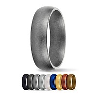 Saferingz Metallic Silicone Wedding Ring 6Mm Made In The Usa Men Or Women Platinum 11