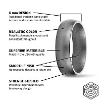 Saferingz Metallic Silicone Wedding Ring 6Mm Made In The Usa Men Or Women Platinum 11