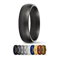 Saferingz Metallic Silicone Wedding Ring 6Mm Made In The Usa Men Or Women Gunmetal 7