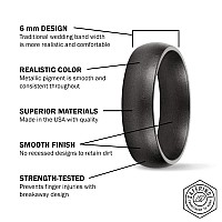 Saferingz Metallic Silicone Wedding Ring 6Mm Made In The Usa Men Or Women Gunmetal 7