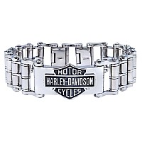 Harleydavidson Mens Bar Shield Emblem Bike Chain Steel Bracelet Hsb0146 75