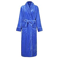 Richie House Womens Plush Soft Warm Fleece Bathrobe Rh1591Gm Blue