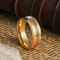 King Will Gold 8Mm Gold Tungsten Carbide Ring Brushed Center Mens Wedding Band Comfort Fit