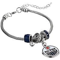 Nhl Siskiyou Sports Womens Edmonton Oilers Euro Bead Bracelet One Size Team Color