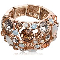 Guess Basic Rose Gold Domed Multistone Adjustable Ring Size 79