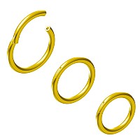 Newkeepsr 3Pcs12Mm Gold Anodised Hinged Clicker Nose Hoop Rings 16 Gauge 316L Steel Seamless Segment Sleeper Earrings Piercin