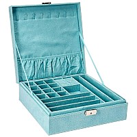 Kloud City Twolayer Jewelry Box Organizer Display Storage Case With Lock Blue