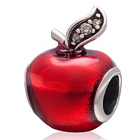 Apple Charm With Red Enamel Charm 925 Sterling Silver Lucky Fruit Charm Christmas Charms For Diy Charms Bracelet