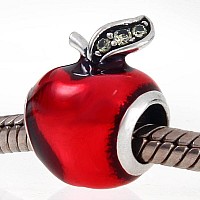 Apple Charm With Red Enamel Charm 925 Sterling Silver Lucky Fruit Charm Christmas Charms For Diy Charms Bracelet