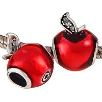 Apple Charm With Red Enamel Charm 925 Sterling Silver Lucky Fruit Charm Christmas Charms For Diy Charms Bracelet