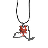 Siskiyou Gifts Mlb New York Mets Necklace Chain With State Shape Charm Team Colors One Size