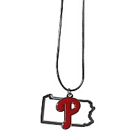 Siskiyou Sports Mlb Philadelphia Phillies Necklace Chain With State Shape Charm Team Colors One Size