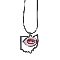 Mlb Cincinnati Reds Necklace Chain With State Shape Charm Team Colors One Size