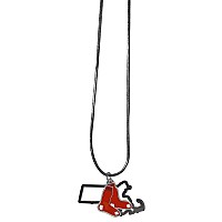 Siskiyou Sports Mlb Boston Red Sox Necklace Chain With State Shape Charm Team Colors One Size