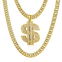 Nyuk Gold Chain For Men With Dollar Sign Pendant Necklace