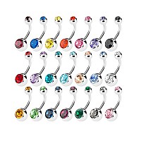 15 Pcs Assorted Colors Belly Button Ring Surgical Steel Hypoallergenic Lead And Nickel Free14 Gauge Navel Piercing Body Jewelry