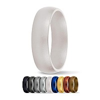 Saferingz Metallic Silicone Wedding Ring 6Mm Made In The Usa Men Or Women White 4