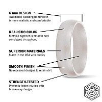 Saferingz Metallic Silicone Wedding Ring 6Mm Made In The Usa Men Or Women White 4