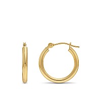 14K Yellow Gold Round Polished Hoop Earrings 16Mm 06 Inch Diameter