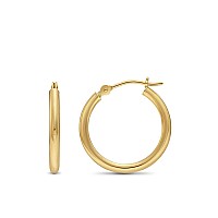 14K Yellow Gold 2Mm Tube Polished Round Hoop Earrings 18Mm 07 Inch Diameter