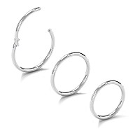 Newkeepsr 3Pcs10Mm18 Gauge 316L Steel Nose Hoop Ring Stud Sleeper Earrings Hinged Clicker Seamless Segment Helix Daith Carti