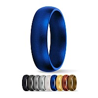 Saferingz Metallic Silicone Wedding Ring 6Mm Made In The Usa Men Or Women Blue 4