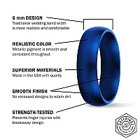 Saferingz Metallic Silicone Wedding Ring 6Mm Made In The Usa Men Or Women Blue 4