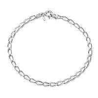 Amberta Womens 925 Sterling Silver Link Chain Bracelet For Charms Adjustable Silver