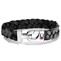 Tommy Hilfiger Mens Jewelry Leather Thick Braided Bracelet Color Black Model 2700872