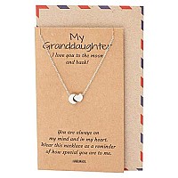 Quan Jewelry Granddaughter Necklace Cute Necklaces Perfect For Birthday Gift Moon And Heart Pendant Necklace For Her Inspirat