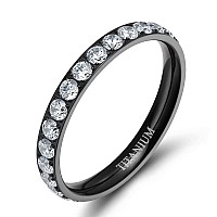 Tigrade 3Mm Women Titanium Engagement Ring Cubic Zirconia Eternity Wedding Band Size 3 To 135 Black 10