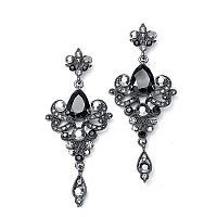 Mariell Vintage Black And Grey Crystal Cz Chandelier Dangle Earrings For Fashion Prom Bridesmaids