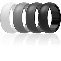 Thunderfit Silicone Rings For Men Rubber Wedding Bands 4 Rings White Black Gray Dark Gray 657 173Mm