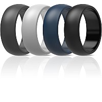 Thunderfit Silicone Rings For Men Rubber Wedding Bands 4 Rings Dark Blue Light Gray Dark Gray Black 105 11 206Mm