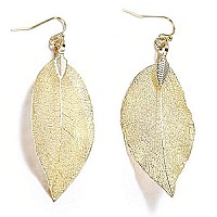 Boutiquelovin Gold Drop Dangle Leaf Earrings For Women Lightweight Fall Aspen Wood Earrings Feather Earrings Large Statement Hoo