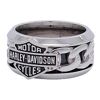 Harleydavidson Mens Stainless Steel Chain Bar Shield Hd Ring Hsr0031 10