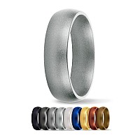 Saferingz Metallic Silicone Wedding Ring 6Mm Made In The Usa Men Or Women Silver 4