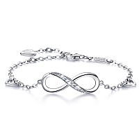 Billie Bijoux Womens 925 Sterling Silver Infinity Endless Love Symbol Charm Adjustable Bracelet For Mom