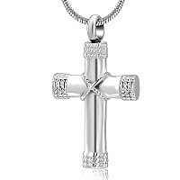 Rope Winding Cross Cremation Ashes Urn Pendant Necklace Memorial Keepsake Jewelry Lords Prayer Cross Ashes Necklaces Silv