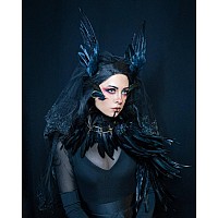 Homelex Black Witch Feather Collar Crow Shawl Costume Halloween Swan Wings Accessories Cape For Women